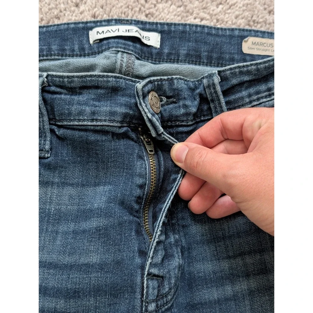 Mavi Marcus Slim Straight Leg Jeans Mens 33x32 (Fits 33x30) Blue Denim Med Wash - Picture 6 of 15
